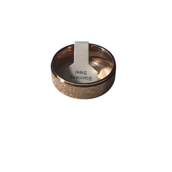 Matte Rose Gold Stainless Steel Ring Unisex With Subtle Glitter Finish Comfortab - Picture 3 of 6